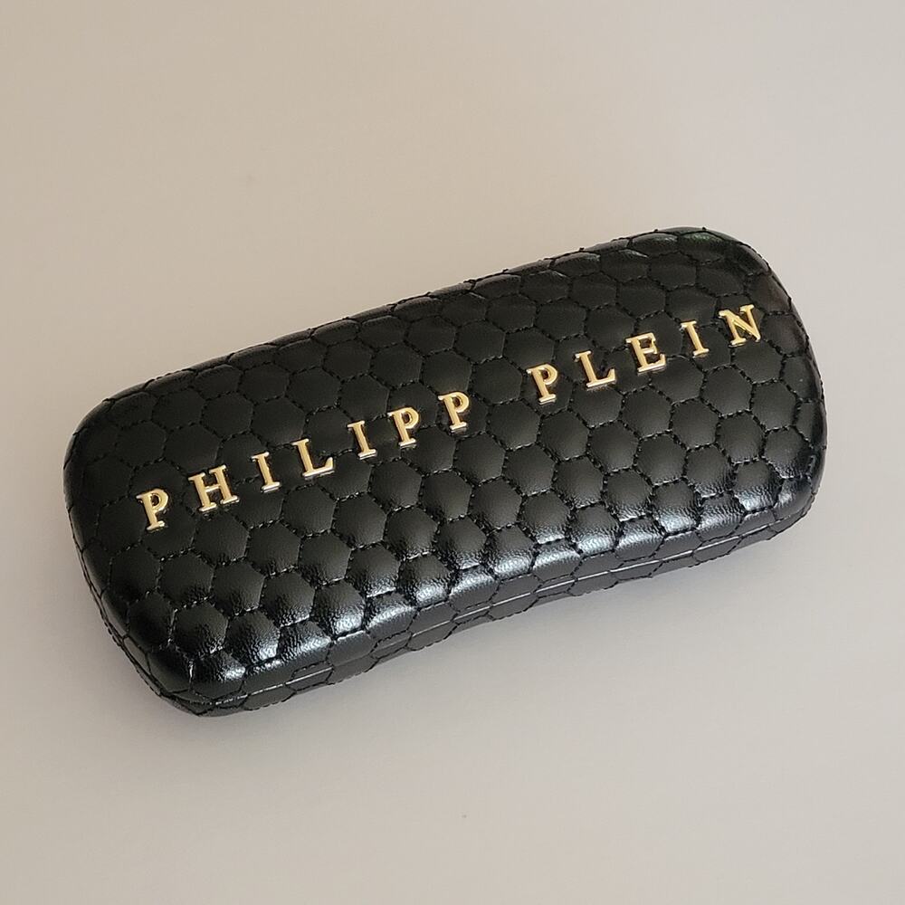 Philipp Plein sunglasses case with textured hexagonal pattern. Case only